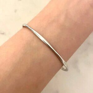 925 Sterling Silver Thin Bangle Bracelet Silver Cuff Bracelet Modern Bracelet